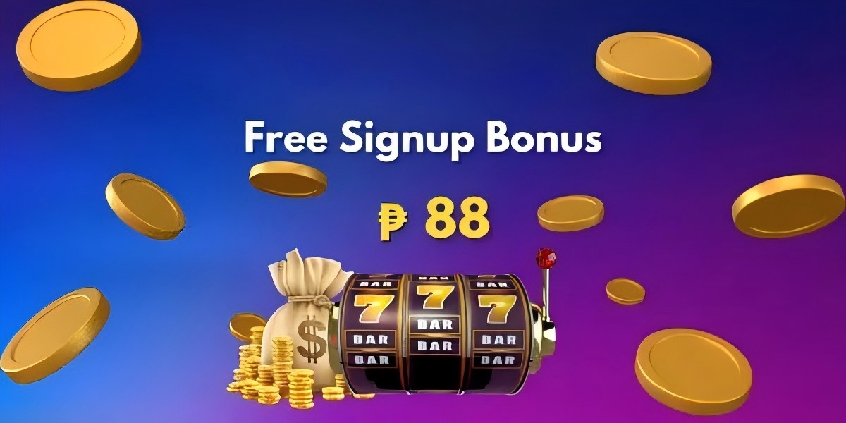 Casino promo banner with gold coins, a golden money bag and a 777 slot reel on a blue to purple gradient